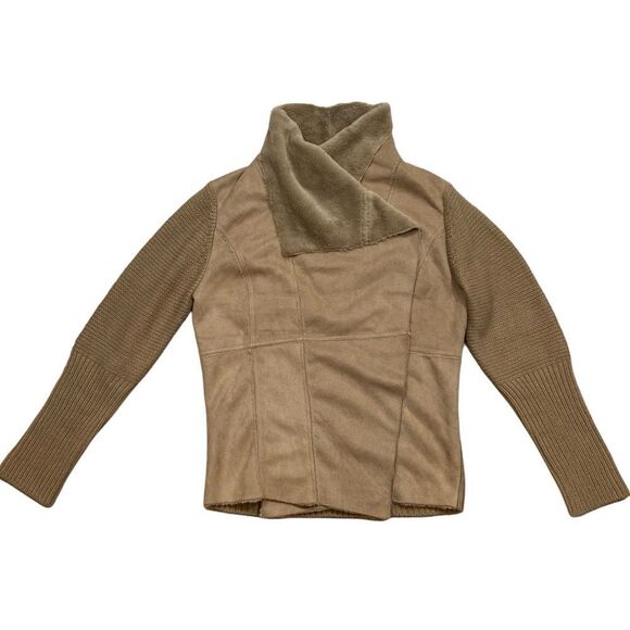 Ladies Hazel Brand Gia Faux Suede and Knit Waterfall Cardigan Size Large - Picture 2 of 12